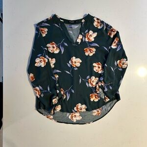 Floral V-Neck Blouse - Green